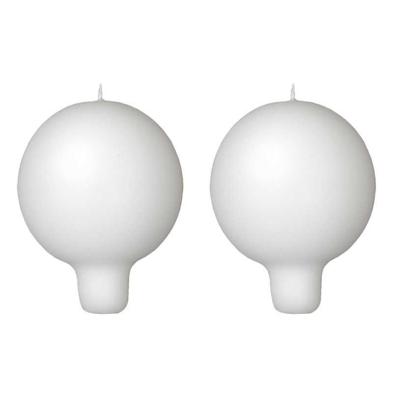Finnish Footed Ball Candle White (Set of 2)