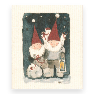 Swedish Dishcloth - Elves with Presents