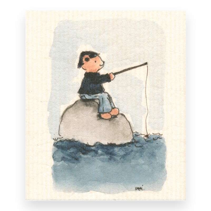 Swedish Dishcloth - Teddybear Fishing