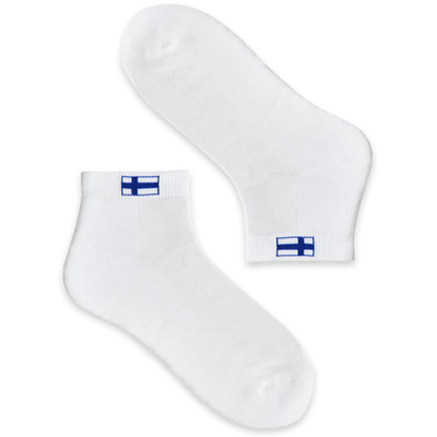 Cushioned Low-Cut Finland Flag Socks, White