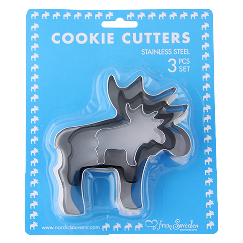 Cardboard packaging of Moose Cookie Cutter 3 pc set