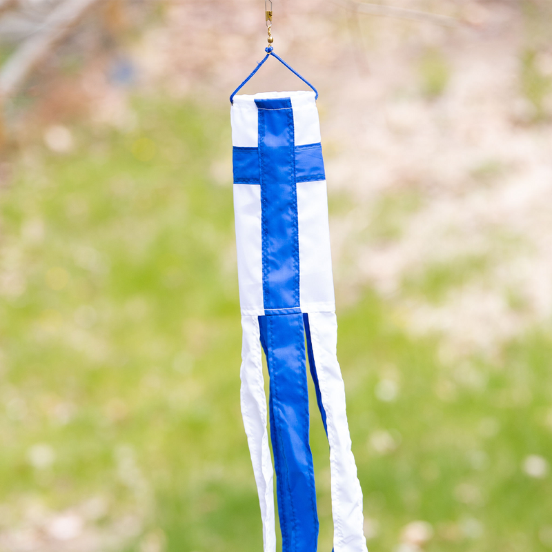 Finnish Flag Windsock 24" hanging up