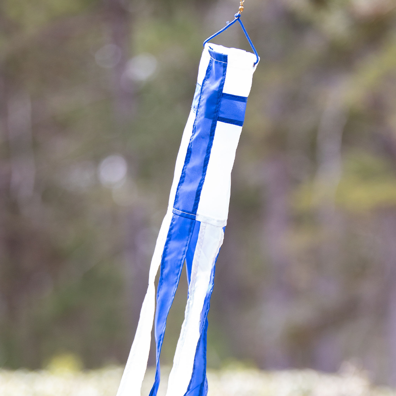 Finnish Flag Windsock 24" blowing in wind