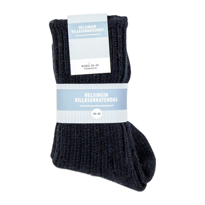 Helsinki Woolen Socks, Black in packaged sleeve