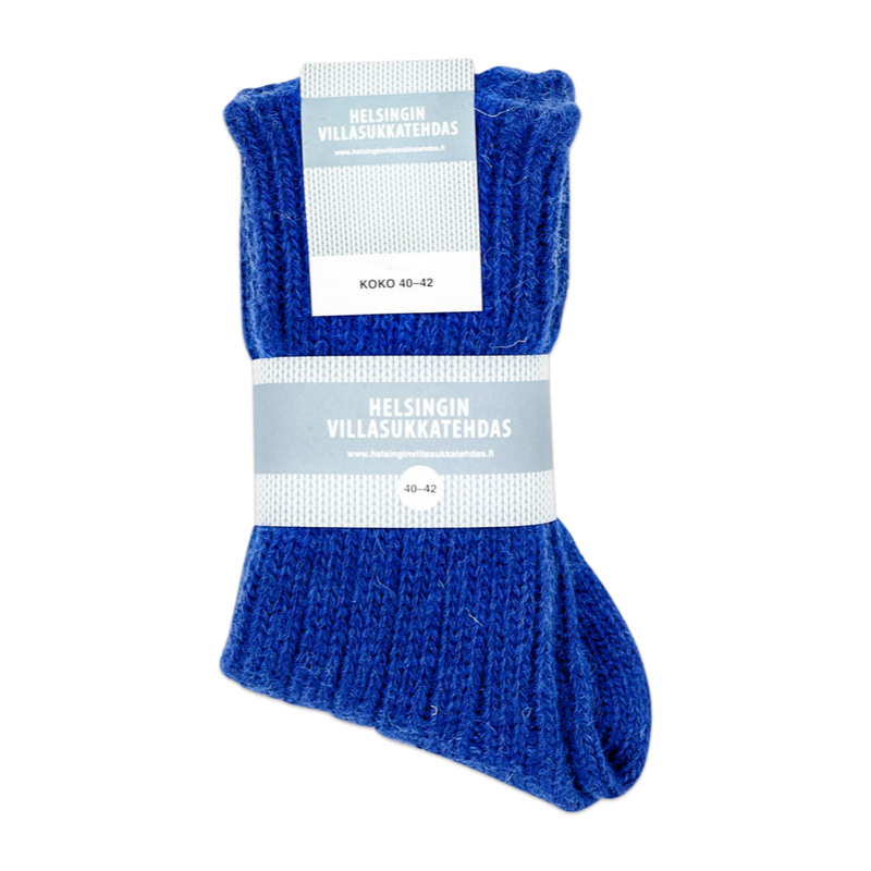 Helsinki Woolen Socks, Blueberry in packaged sleeve