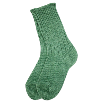 Helsinki Woolen Socks, Moss Green