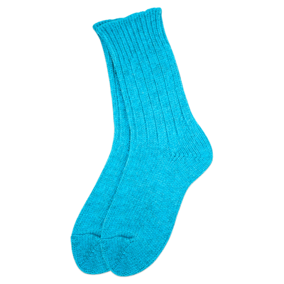Helsinki Woolen Socks, Turquoise Blue