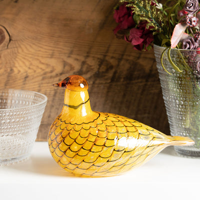 iittala Toikka Summer Grouse with clear glass vase