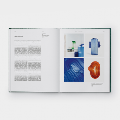 open page of iittala book showing assorted pictures of glass art