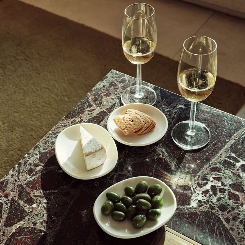 iittala Raami White Small Plates with cheese and crackers