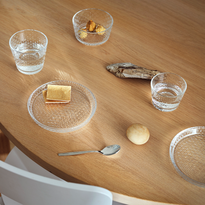 iittala Tundra glassware grouping on wooden table