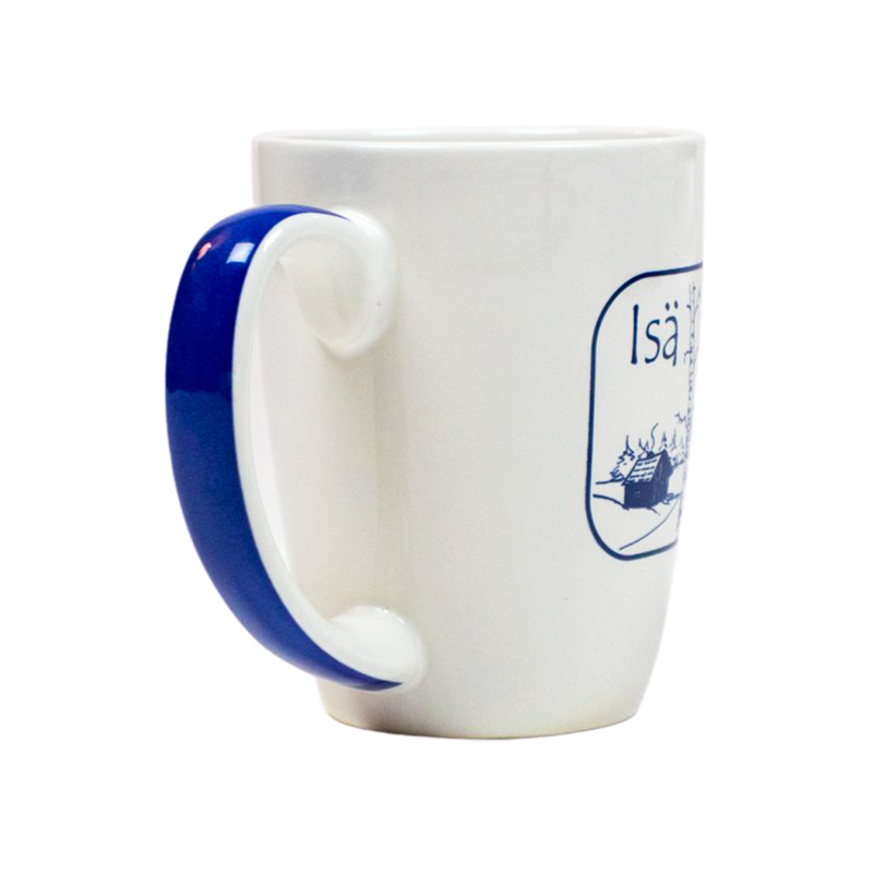 Finnish Coffee Mug  Isä (Father) blue stripe handle