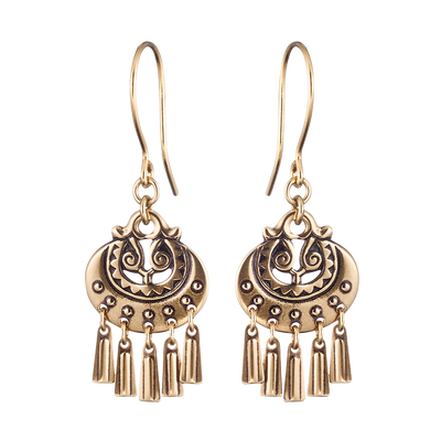 Kalevala Moon Goddess Bronze Earrings