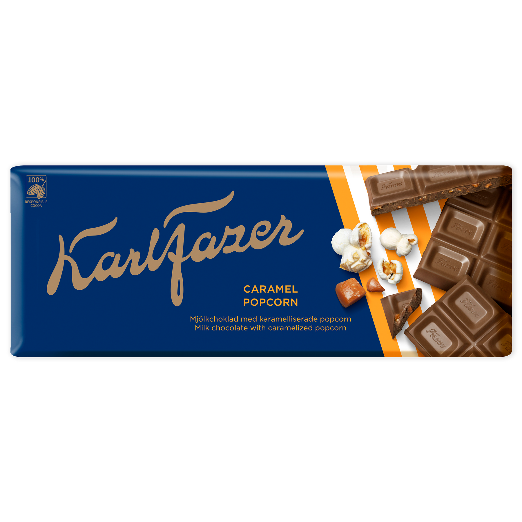Fazer milk chocolate caramel popcorn bar 200g touch of finland