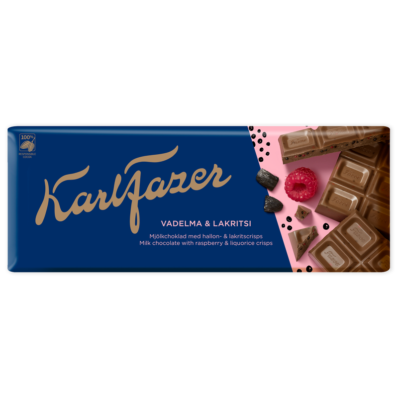Fazer Milk Chocolate Raspberry & Licorice Bar (200g)