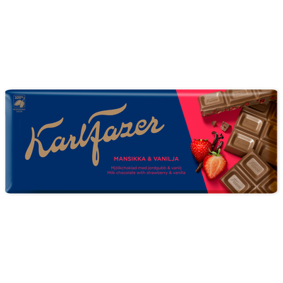 Fazer Milk Chocolate Strawberry & Vanilla Bar (190g)