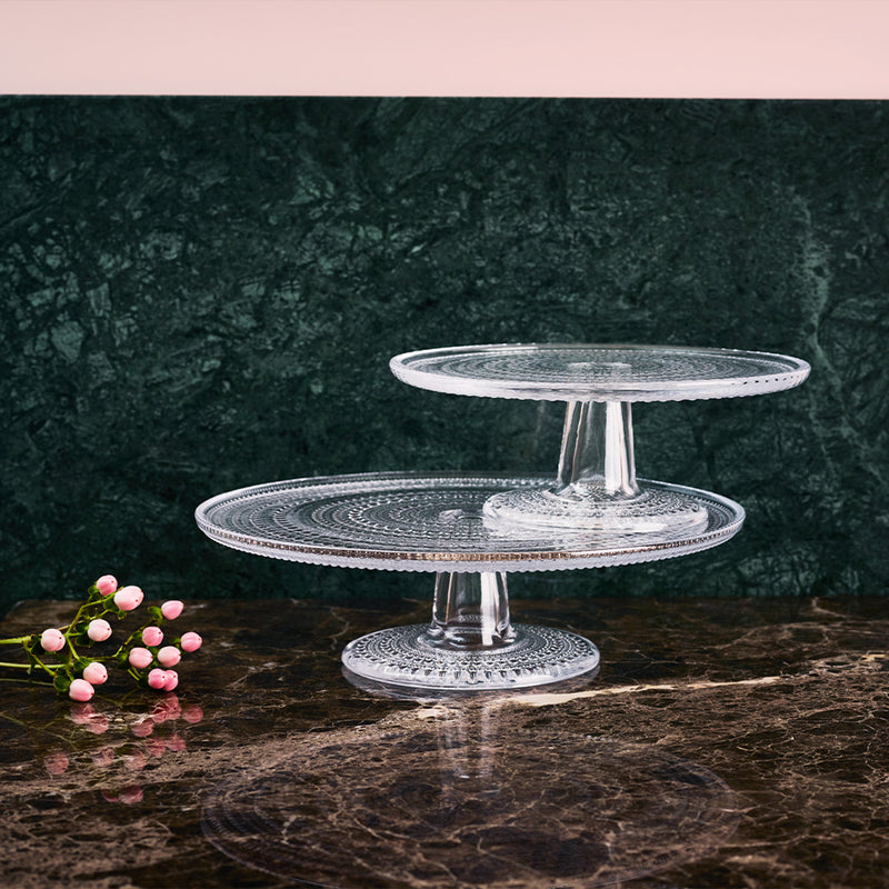 small Kastehelmi cake stand on top of larger version