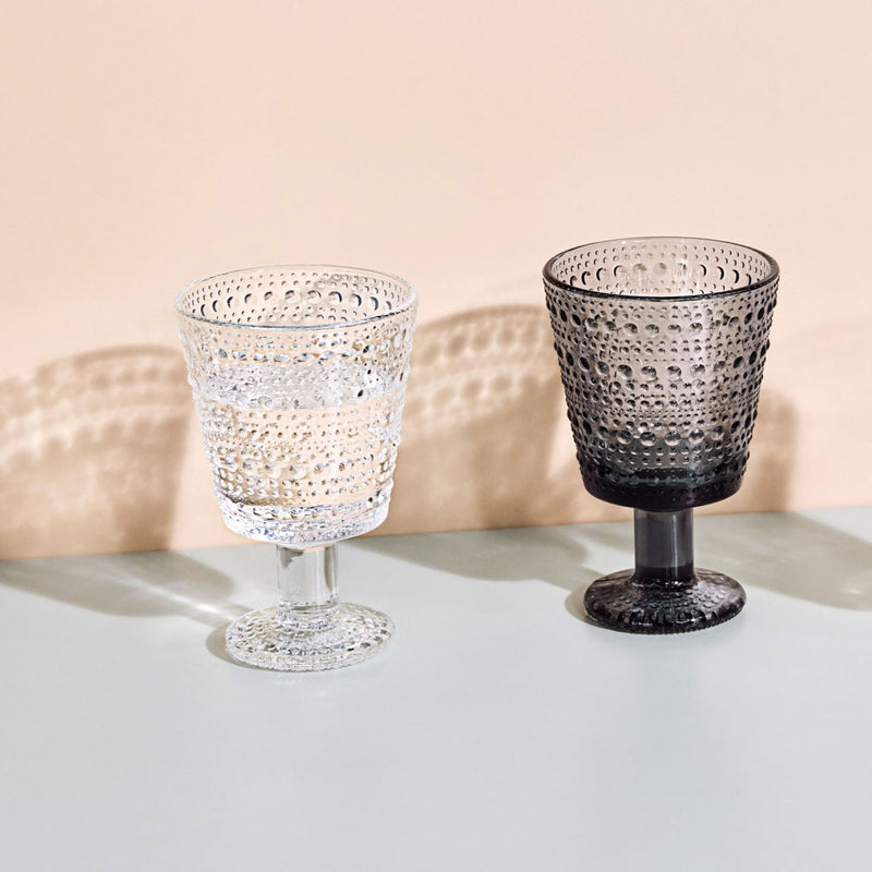 Clear and dark grey kastehelmi footed tumblers