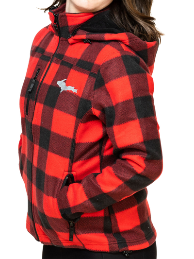 Checker plaid zip up jacket with U.P. embroidery patch