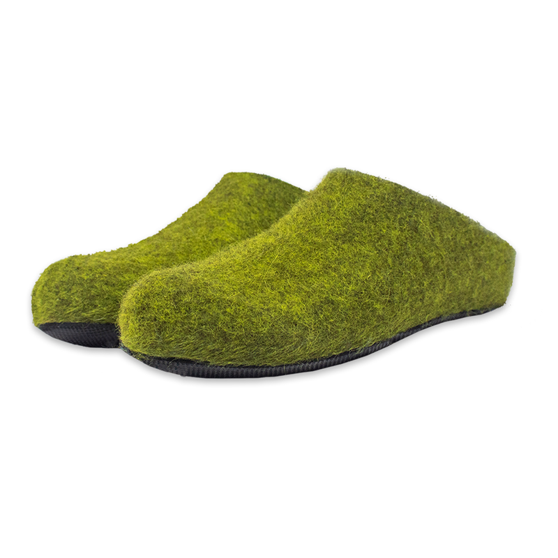 Lahtiset Felt Slippers w/ Rubber Sole, Lime Green