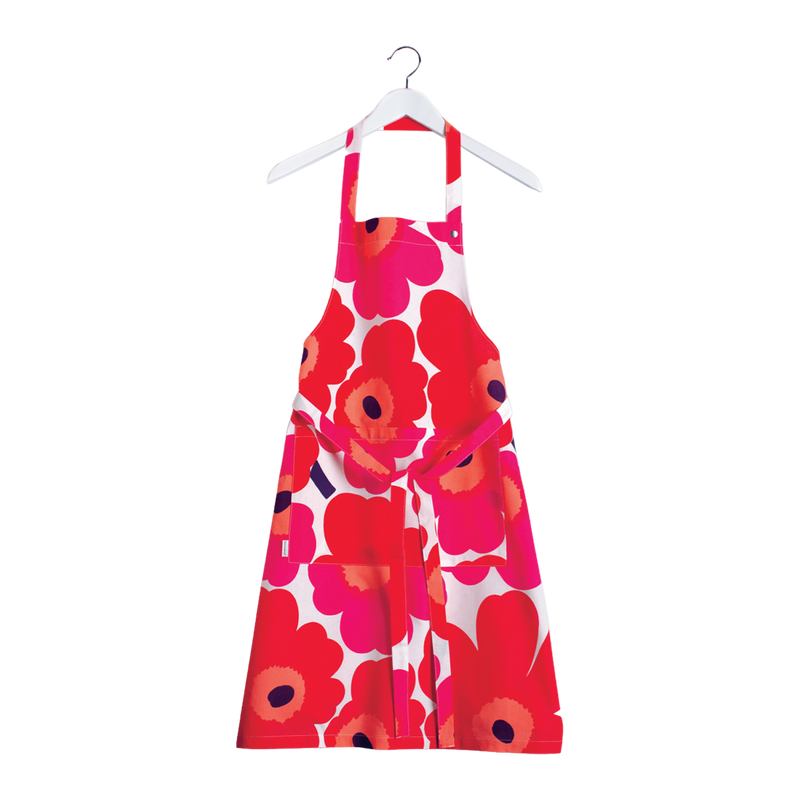 Marimekko Unikko Apron, white/red