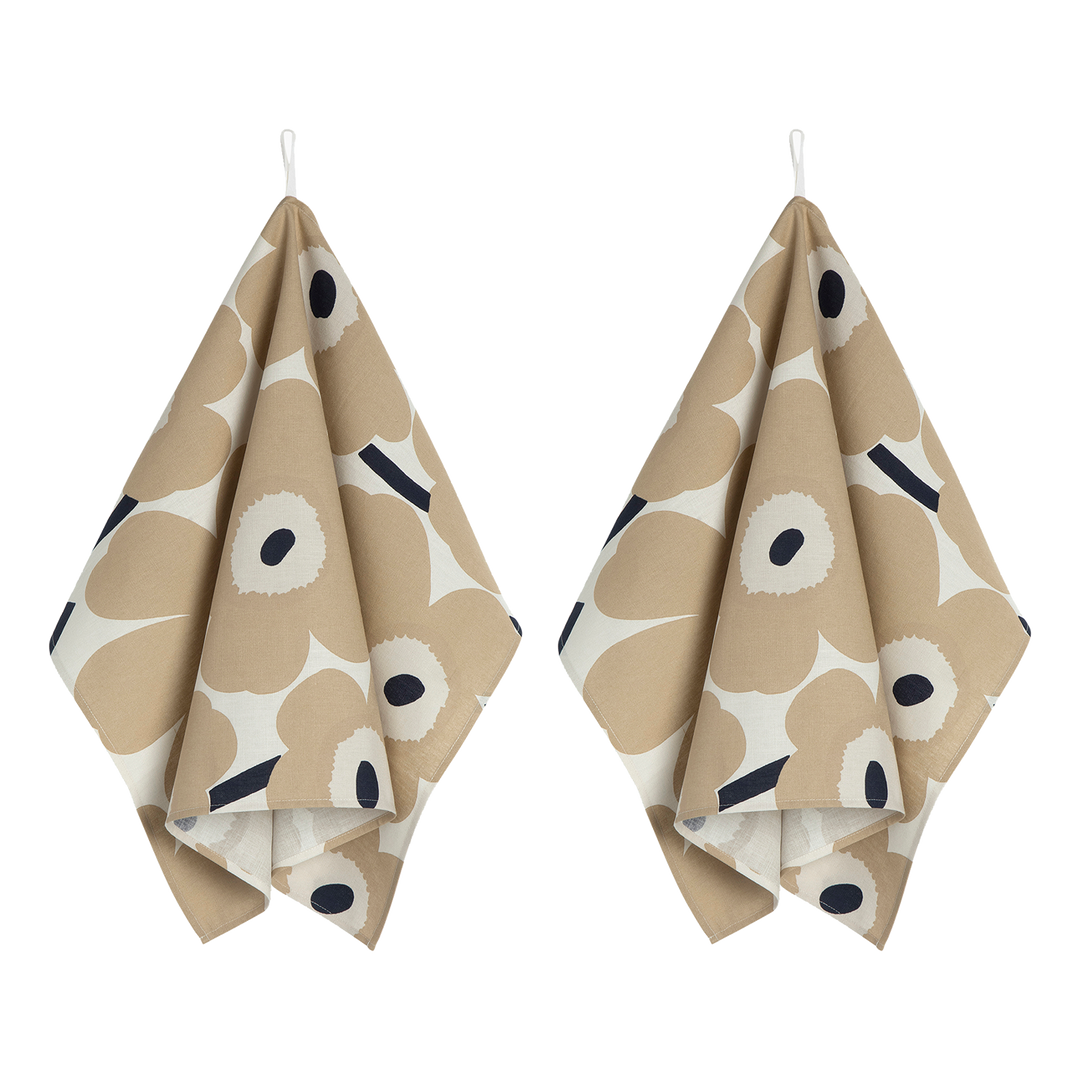 Marimekko Unikko Kitchen Towels Set of 2, off-white/beige/blue