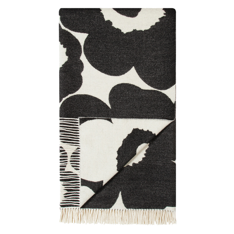Folded Marimekko Unikko Blanket, white/black
