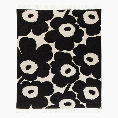 Unfolded Marimekko Unikko Blanket, white/black