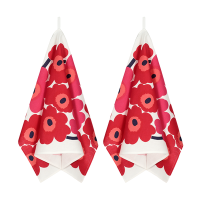 Marimekko Unikko Kitchen Towel Set of 2, white/red