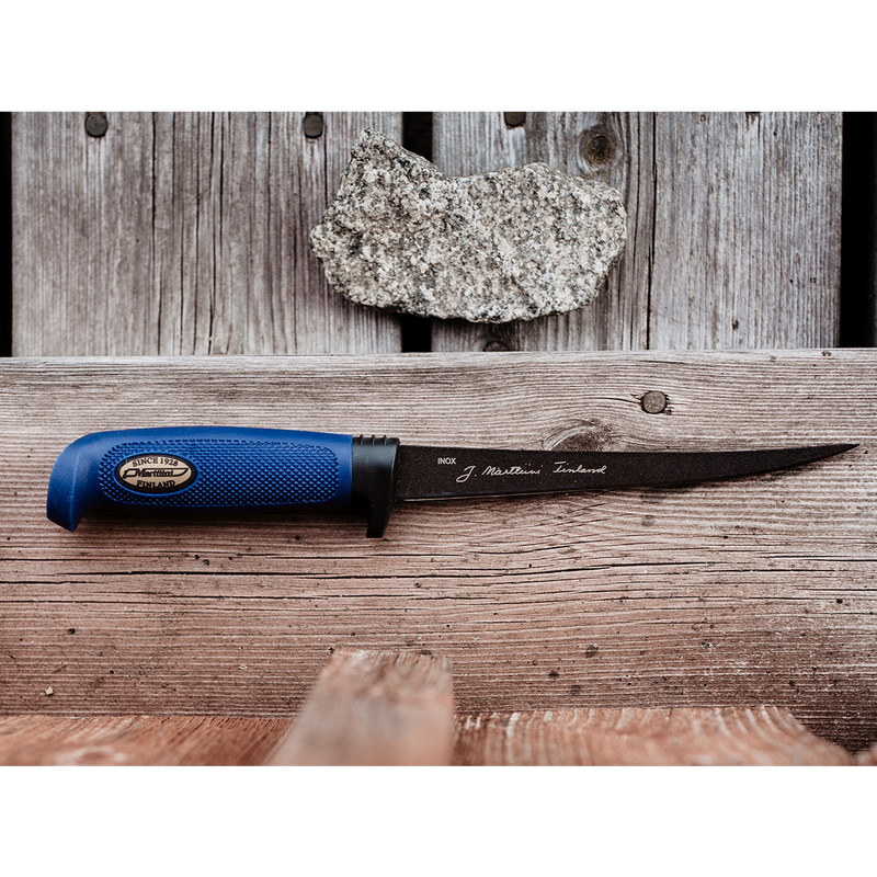 Marttiini Martef Filleting Knife displayed on wood