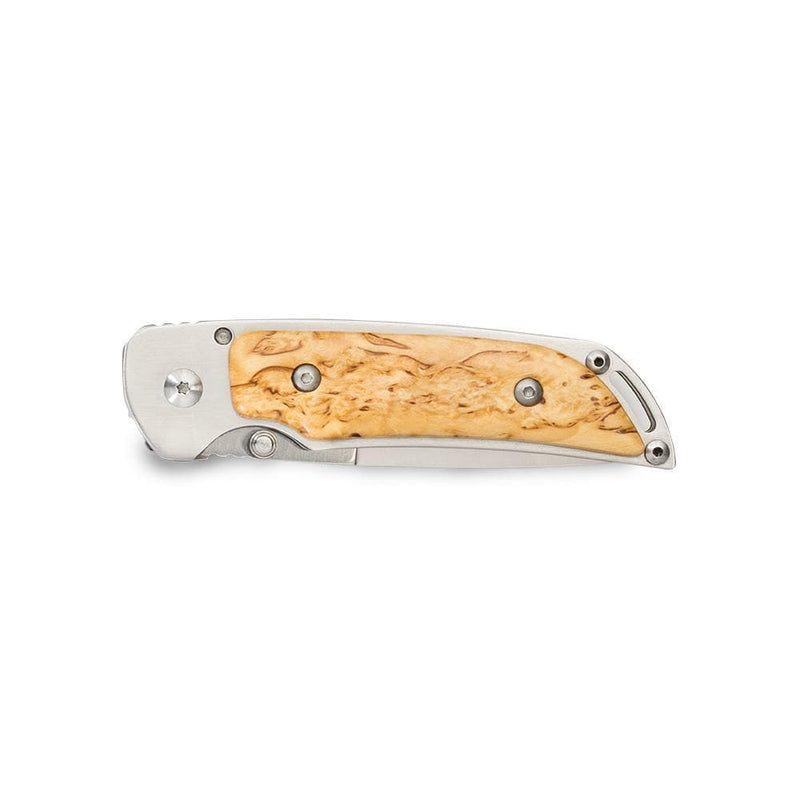 Closed Marttiini MFK Curly Birch Folding Knife