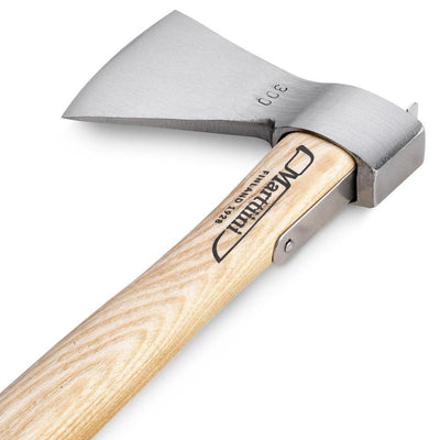Steel axe with wooden handle