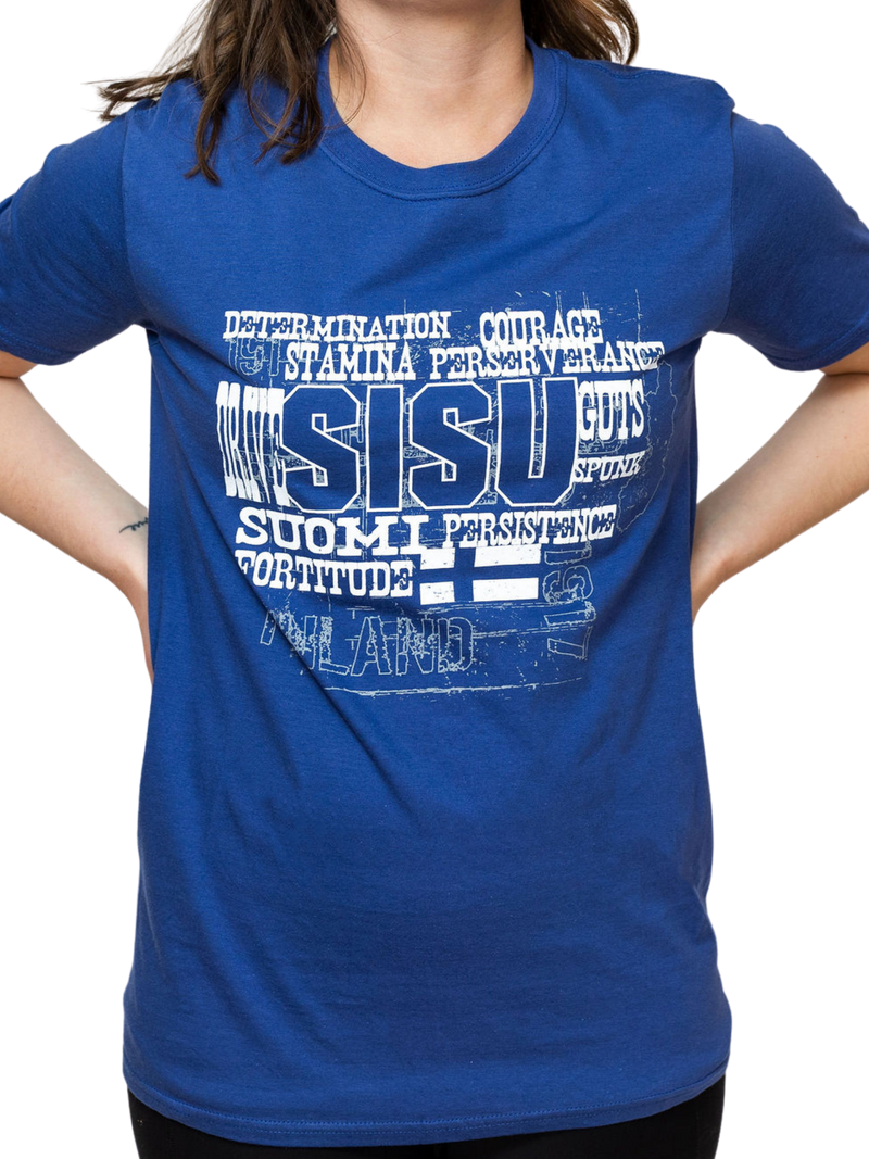 Woman wearing the Meaning of Sisu T-Shirt