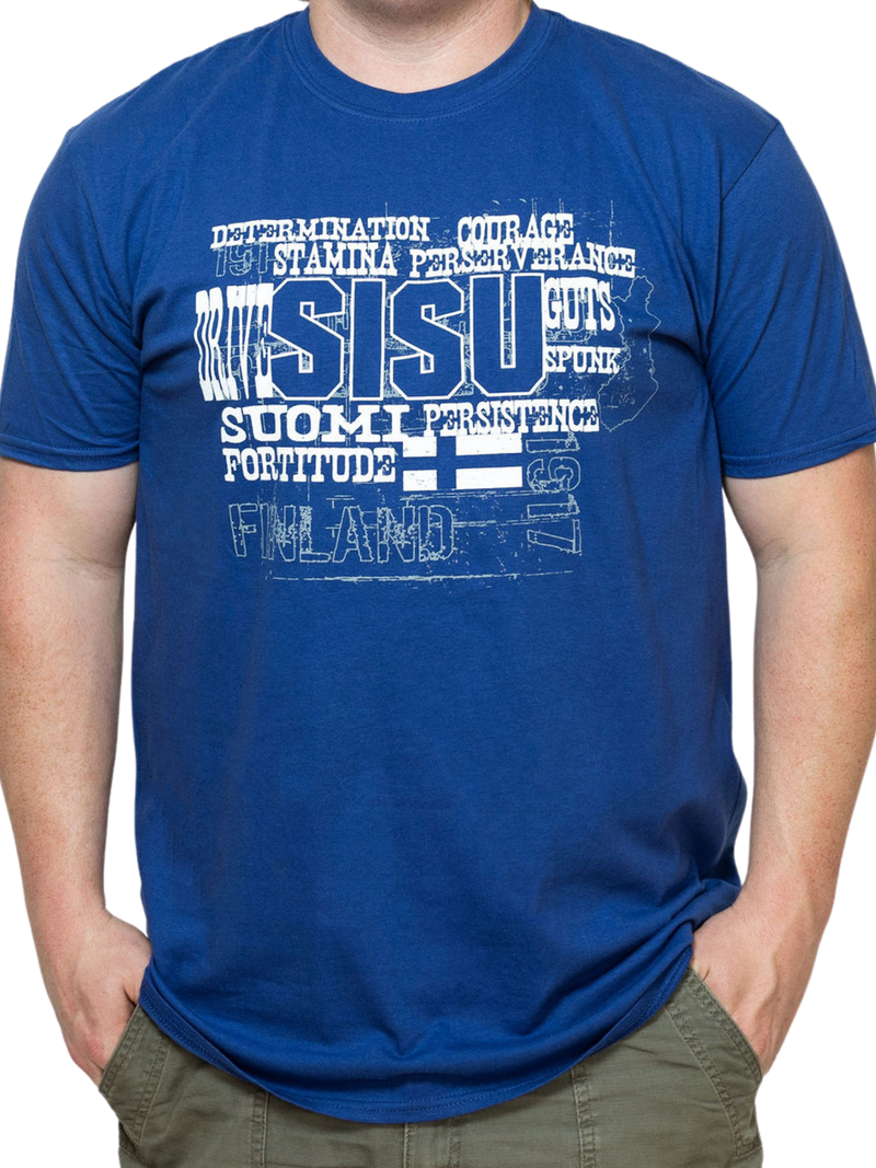 Man wearing the Meaning of Sisu T-Shirt