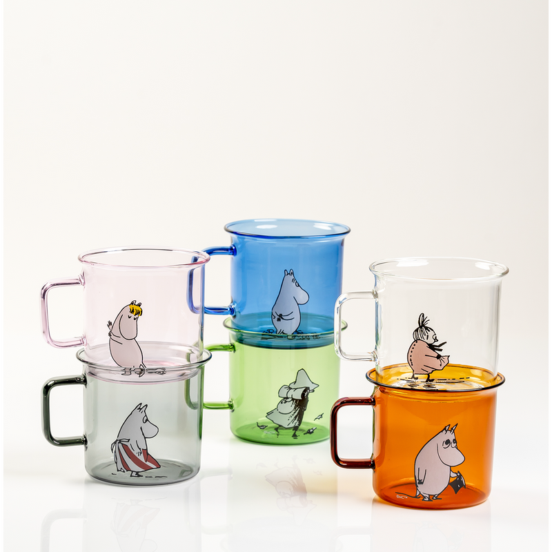 Grouping of 6 Muurla Moomin Glass Mugs
