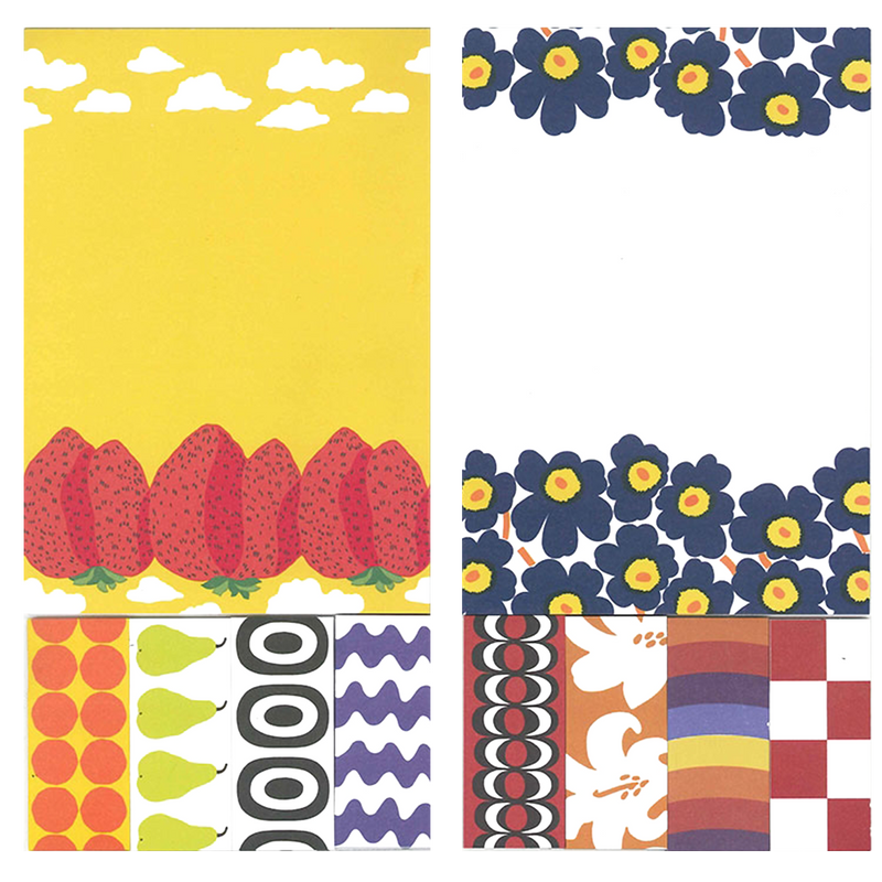 assorted Marimekko patterned pages of Marimekko Sticky Notes