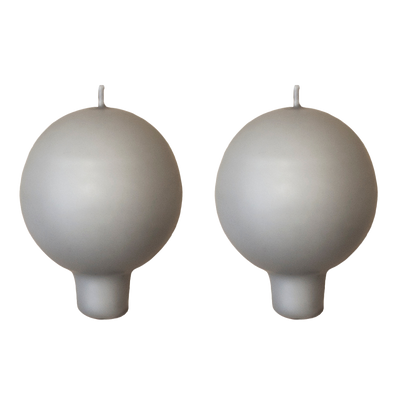 Finnish Footed Ball Candle Light Grey (Set of 2)