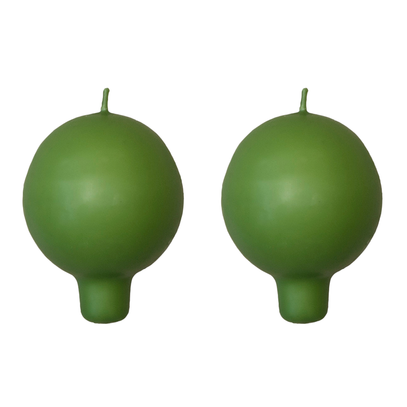 Finnish Footed Ball Candle Moss (Set of 2)