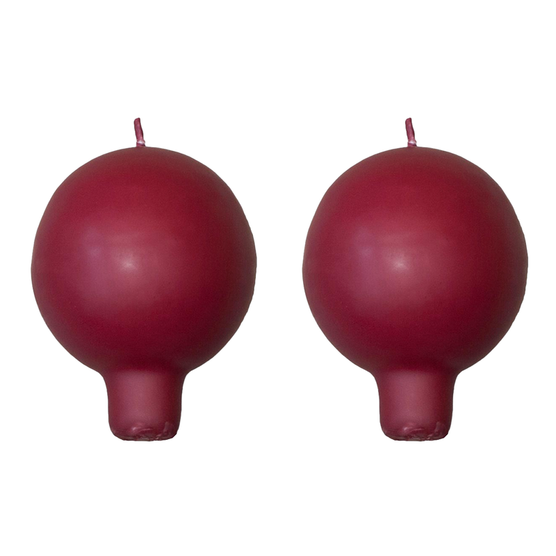 Finnish Footed Ball Candle Wine (Set of 2)