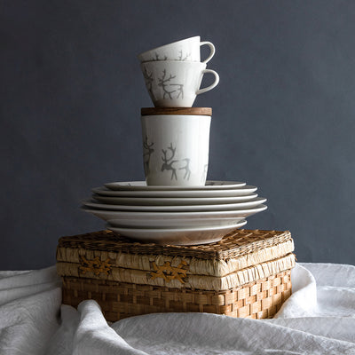 Pentik Saaga dinnerware stacked on eachother