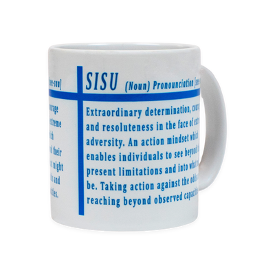 front view of Finnish Coffee Mug - Sisu Definition