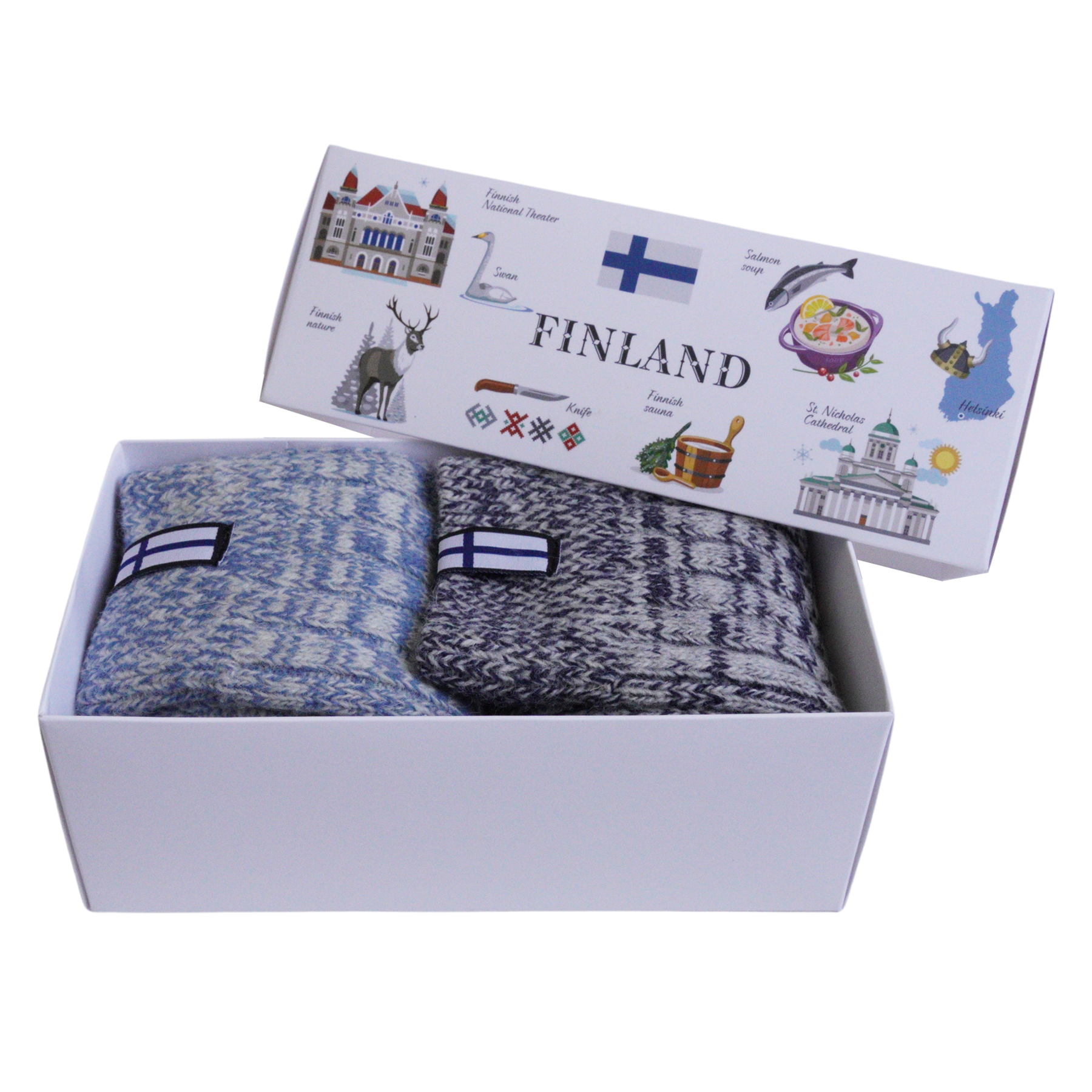 Finland Flag Wool Socks Boxed Set of 2 (WOMENS) – Touch of Finland
