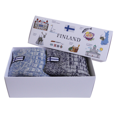 Finland Flag Wool Socks Boxed Set of 2 (WOMENS)