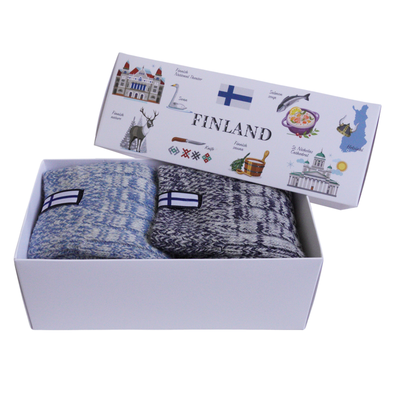 Finland Flag Wool Socks Boxed Set of 2 (WOMENS)