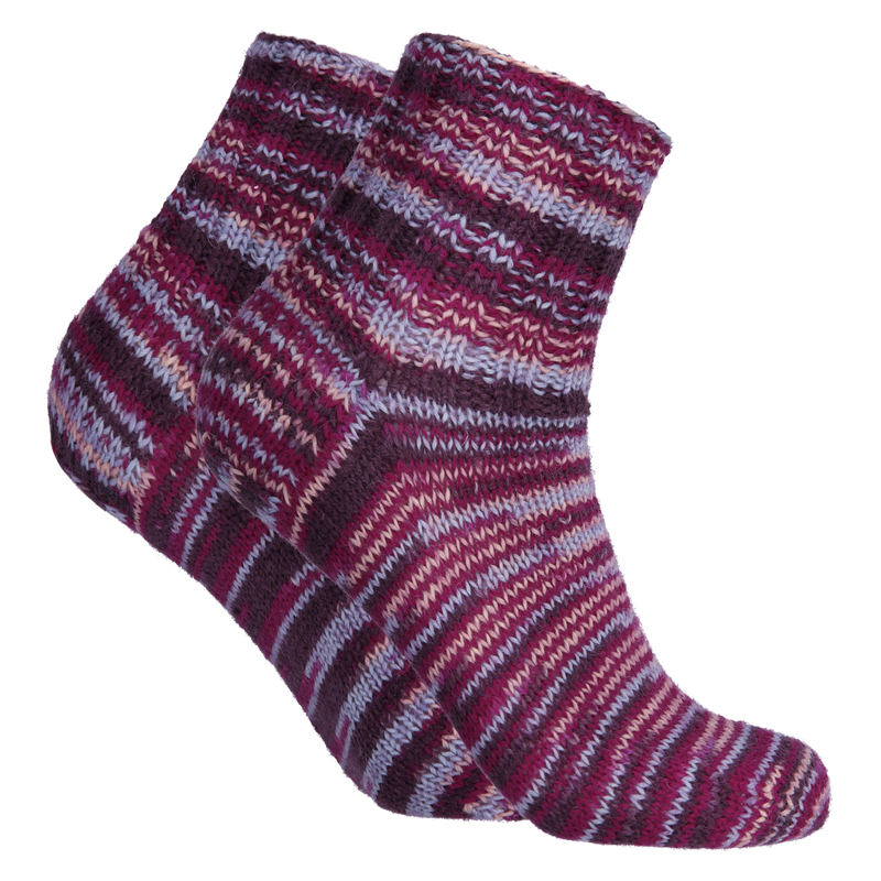 Pair of knitted socks made from Novita Nalle Taika Wool Yarn, wreath