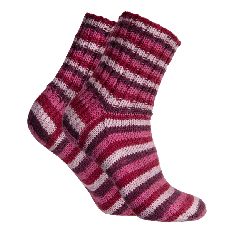 Pair of knitted socks made from Novita Moominmamma Wool Yarn