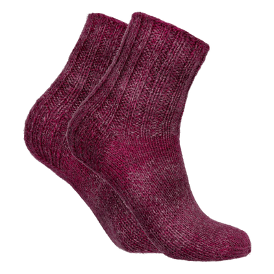 Pair of knitted socks made from Novita 7 Brothers Lapintaika Wool Yarn, potion