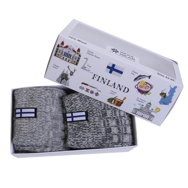 Finland Flag Wool Socks Boxed Set of 2 (MENS)