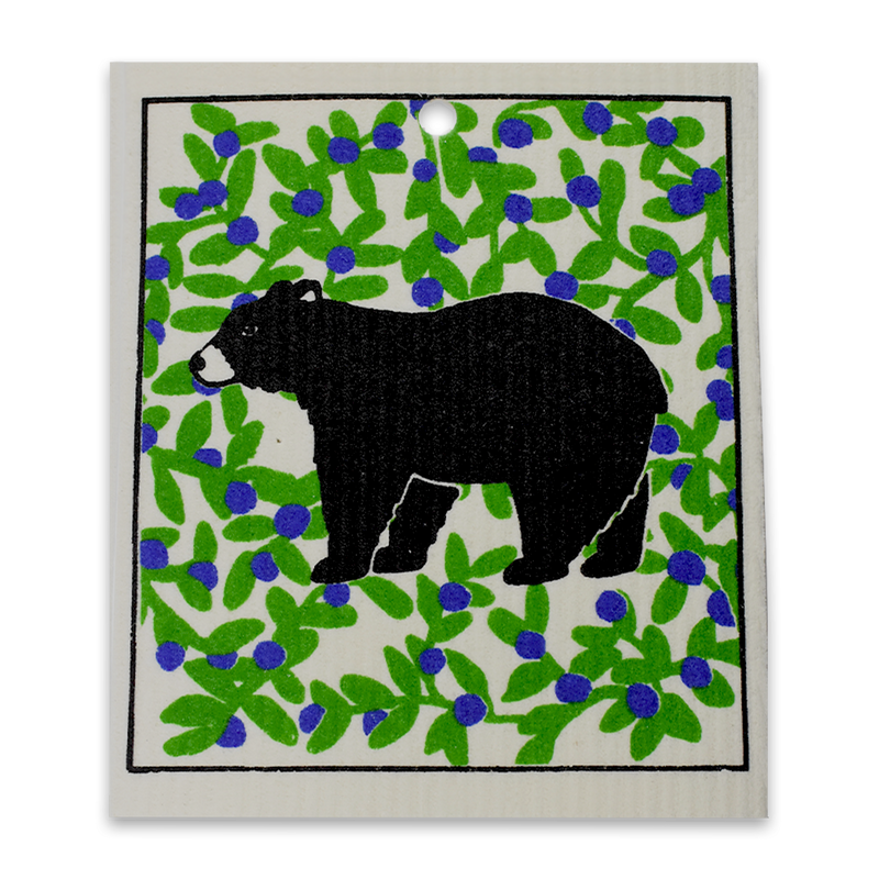 Swedish Dishcloth - Black Bear in Blueberry Field