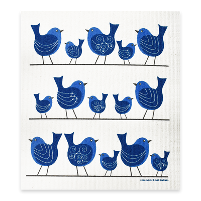 Swedish Dishcloth - Bluebirds on a Wire